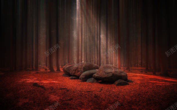 红色森林唯美jpg设计背景_新图网 https://ixintu.com 森林 红色