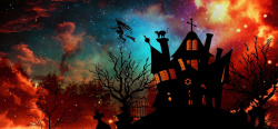 女巫房子万圣节海报背景高清图片
