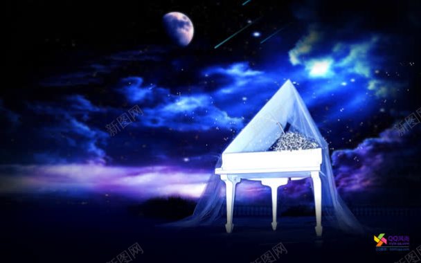 唯美梦幻夜景钢琴背景