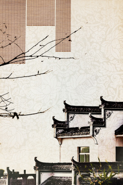 中国风徽派建筑旅游风光海报背景背景