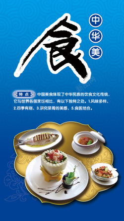中华美食宣传背景海报