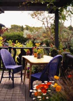 花园桌椅花园里的露台高清图片