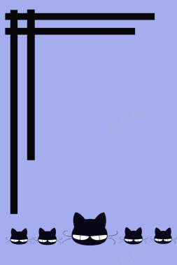小猫蓝色卡通可爱简约背景背景