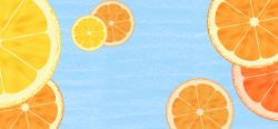 简约柠檬片夏天清凉淘宝促销柠檬插画蓝色背景高清图片