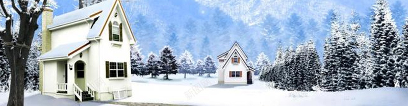 卡通冬天的树冬天背景摄影图片