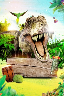 夏季旅游恐龙乐园背景模板背景