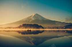 PPT宁静富士山与平静湖面风景高清图片