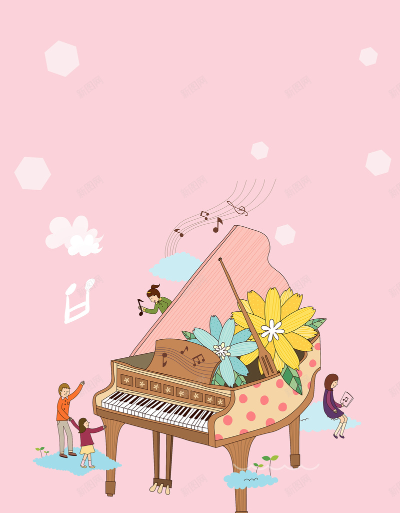 钢琴培训招生宣传海报jpg设计背景_新图网 https://ixintu.com 卡通 少儿钢琴 琴行 粉色 钢琴海报 钢琴演奏 音乐会 音乐培训海报
