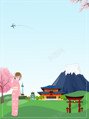 樱花季富士山赏樱背景