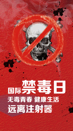 红色国际禁毒公益手机海报海报