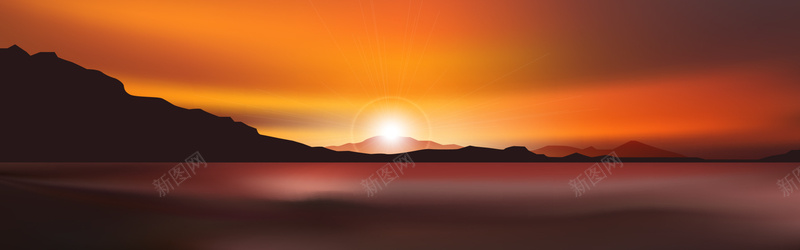日落西山背景摄影图片