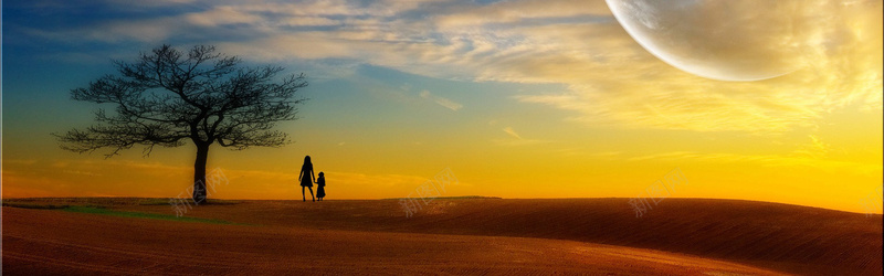 日落草原背景摄影图片