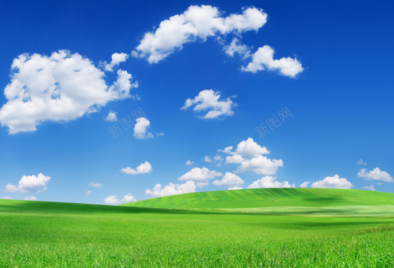 白云云朵蓝天草地背景背景