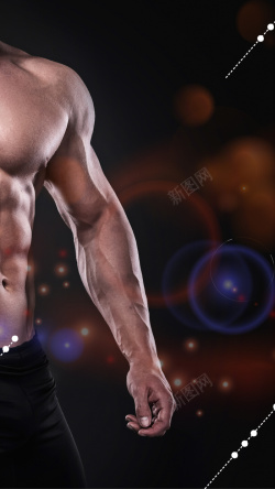男士腹部运动健身黑色酷炫光晕背景高清图片