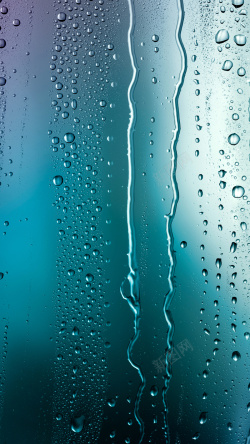蓝色水汽玻璃水痕H5背景高清图片