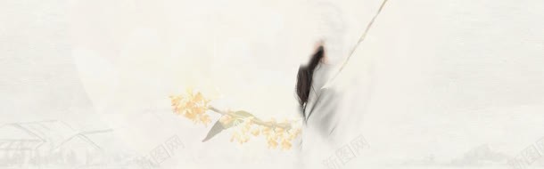 一枝花banner创意jpg设计背景_新图网 https://ixintu.com 中国画 女装 鲜花