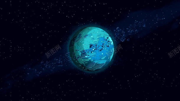 卡通蓝色星球陨石带海报背景背景