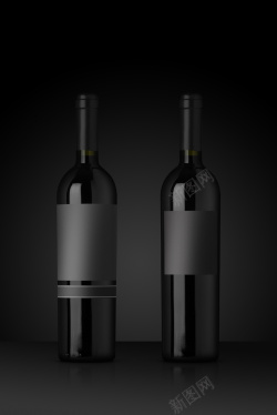 红酒宣传单品质生活红酒酒瓶包装黑色质感海报背景高清图片
