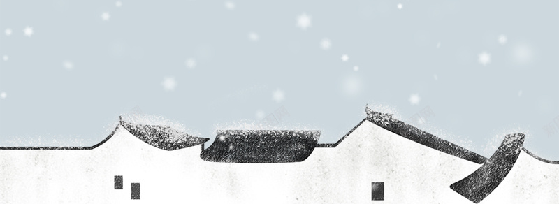 冬季雪景文艺古典中国风banner背景