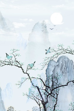 中式意境中国风山水意境装饰画高清图片