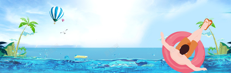 暑期游泳班海浪热气球蓝色背景psd设计背景_新图网 https://ixintu.com 夏天 夏天你好 夏天图 夏天展架 夏天广告 夏天来了 夏天海报 夏天背景 玩转夏日 缤纷盛夏