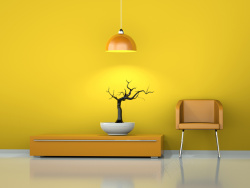客厅吊灯黄色调时尚个性家居装修高清图片