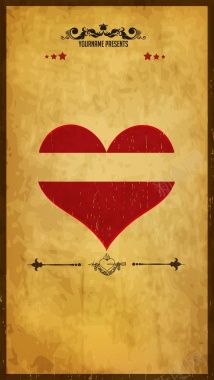 红色心形主题情人节复古欧式花纹H5背景背景