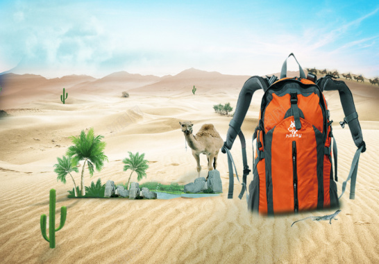 沙漠之缘旅游海报背景背景