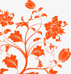 手绘橙色的花素材