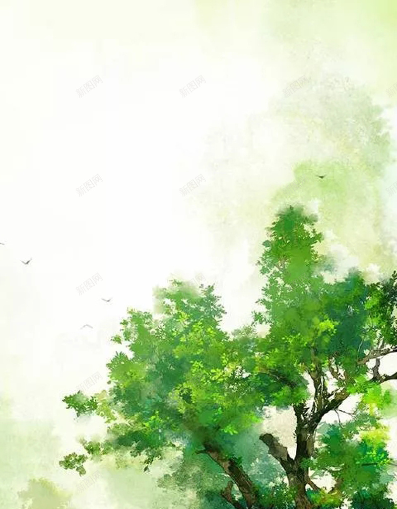 绿色树木的海报psd设计背景_新图网 https://ixintu.com 亲近 参天大树 大自然的气息 环境美好 生命 绘画 绿色 自然
