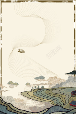 农耕文化中国风海报背景背景