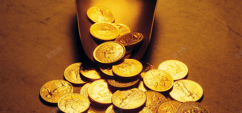 金融财富欧元钱币金币硬币金铲子商业商务背景摄影图片