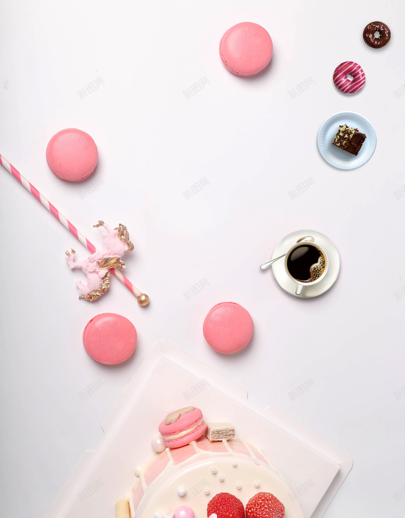 8月你好甜品海报psd设计背景_新图网 https://ixintu.com 你好八月 咖啡 庆生派对 甜甜圈 生日会 生日蜡烛 蛋糕 马卡龙