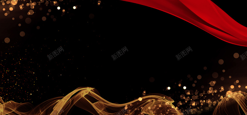 黑金炫酷红色绸带bannerpsd设计背景_新图网 https://ixintu.com 大气 炫酷 简约 红色 绸带 金粉 高档 黑色 黑金