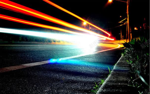 黑夜光束马路海报背景背景