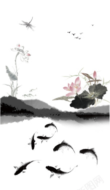 中国风水墨画古韵海报背景背景