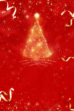 圣诞树大气文艺丝带红色banner背景