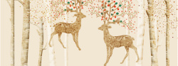 中式电鹿森林北欧装饰画欧式复古背景高清图片