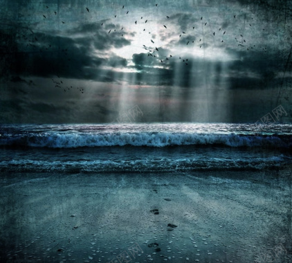 梦幻大海海滩浪花台风预报平面广告摄影图片