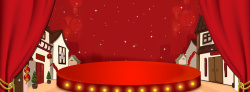 服装新年年底年货节手绘红色banner高清图片