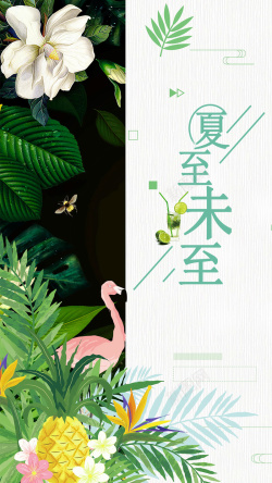 绿色叶子主题夏至节气手机海报海报