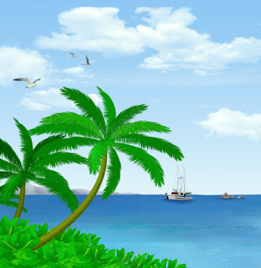 椰树风景海报背景背景