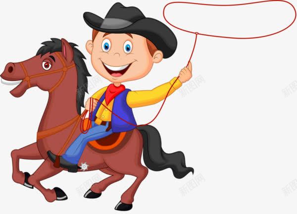 骑马的小孩png免抠素材_新图网 https://ixintu.com 卡通 孩子 手绘 骑马