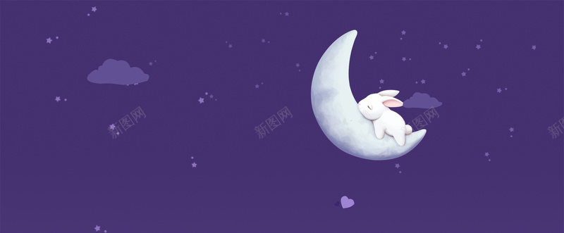 淘宝中国风兔子紫色海报背景