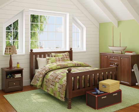清新绿色壁纸卧室装修效果图背景