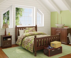童房清新绿色壁纸卧室装修效果图高清图片