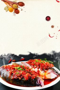 简约中国风餐饮美食海报背景