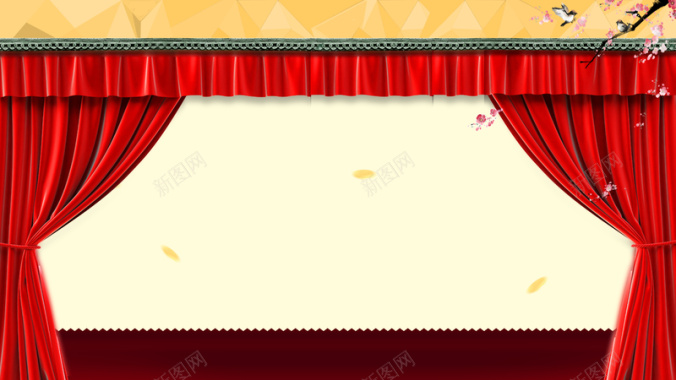 喜庆节日舞台红火新年窗帘背景背景