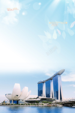 新加坡自驾游新加坡特色建筑旅游宣传海报背景高清图片