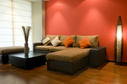 装修效果图红色温馨客厅沙发背景高清图片